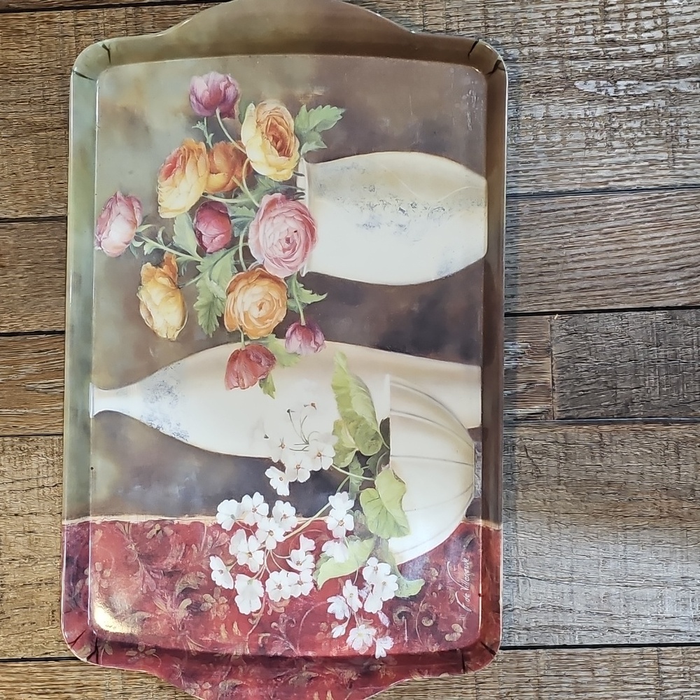 Floral Decorative Serving Tray Fabrice de Villeneuve